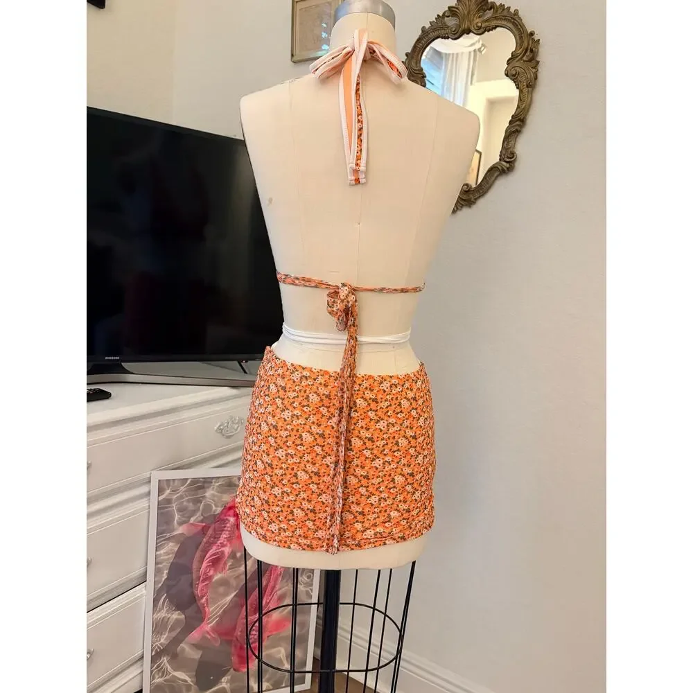 NWOT Dolls Kill Matching Orange Pool Boat Day Summer BADDIE Set